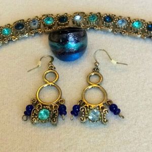 FINAL SALE PRICE Bracelet, Earring and Ring Set in Blues